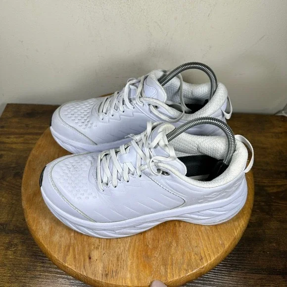Hoka One One Bondi SR Women's White Leather Slip Resistant Shoes Size 9 - Picture 7 of 9